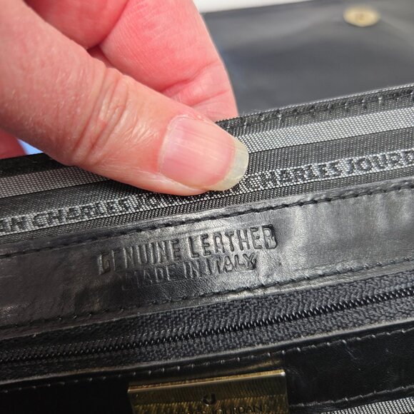 Vintage Charles Jourdan of Paris Brown Black Leather Envelope Shoulder Bag 15x9" - Picture 10 of 13